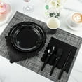 thumbnail image 4 of 350 Pcs Black Paper Plates and Napkins, 25 Guest Black Birthday Party Supplies Includes Scalloped Party Plates Napkins Cups Plastic Spoons Forks Knives for Birthday, Wedding, Halloween, 4 of 14