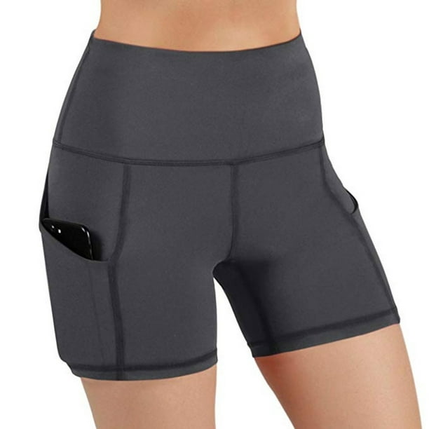 Women Solid Color Safety Shorts Yoga Running Shorts Short Leggings with  Pockets 