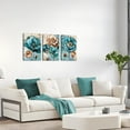 thumbnail image 3 of Hieng Teal and Brown Wall Decor Turquoise Flower Canvas Art Painting Modern Abstract Floral Picture Artwork Bathroom Decor Unframed, 3 of 6