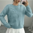thumbnail image 5 of 1. Women's Embroidered Floral V-Neck Sweater Long Sleeve Oversized Knit Top Lace Trim, 5 of 9