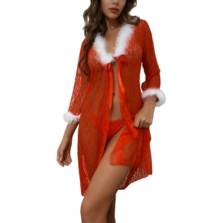 Women s Underwear Sexy Sleepwear Babydoll Chemises Women s Sexy Lingerie Robe Long Sleeve Floral Lace Tie Up Kimono Bathrobe