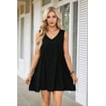 thumbnail image 4 of Women's Sleeveless V-Neck Mini Dress Beach Casual Sundress Summer Vacation Outfit Black XS, 4 of 7