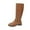 Brown, variant on Fuwddey Knee High Boots for Women Fashion Casual Winter Long Boots Solid Color Round Toe Side Zipper Chunky Heel Low Heel Knee-High Boots