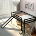 thumbnail image 2 of Gymax Lit Mezzanine Format Simple avec Glissade en Bois, Bas, Robuste, Chambre d'Enfant, Espresso, 2 of 10