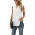 thumbnail image 2 of Txlixc - Camiseta sin mangas para mujer, color sólido para adultos, con ribete de encaje, sin mangas, con cuello en V, chaleco suelto Txlixc Moda, 2 of 7
