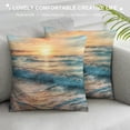 thumbnail image 3 of Orinice Sunset Waves Beach Graphic Decorative Men Women Boy Girl Room Cushion Throw Pillow Cover for Home Couch Living Room Bed Sofa Square Pillow Case 1PC 18x18in, 3 of 5