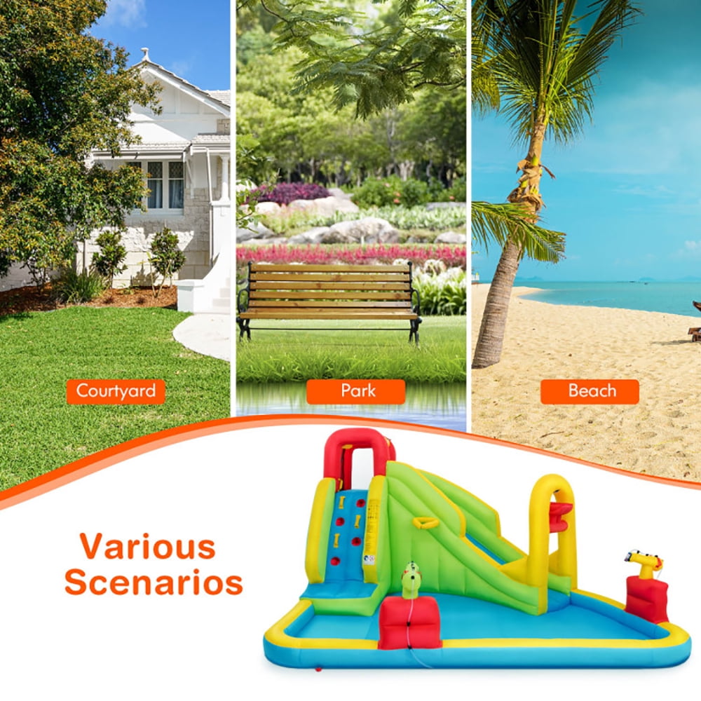 Aimee Lii Outdoor Inflatable Water Bounce House with 480W Blower, Playhouse for Kids Outdoor