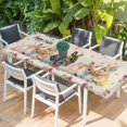 thumbnail image 2 of Spring Easter Table Cloths for 8 Foot Rectangle Tables, Watercolor Flowers Cute Rabbits Eggs Leaf Beige Patio Waterproof Elastic Fitted Tablecloths, Washable Rectangular Table Cover for Camping, 2 of 8