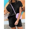 thumbnail image 3 of YATELLE Women's 2 Piece Outfits Sweatsuit Casual Short Sleeve Pullover Tops and Drawstring Shorts Pants Lounge Sets, 3 of 5
