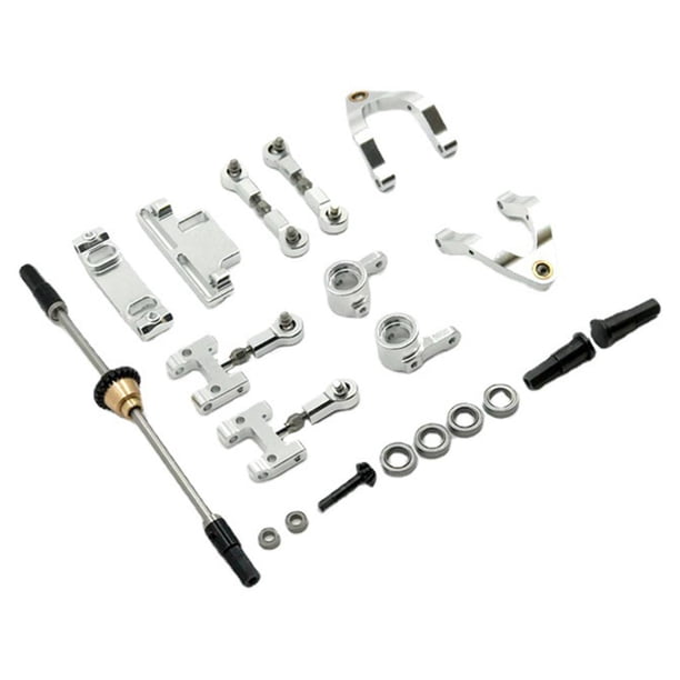 Kit de muñones de dirección del diferencial del eje trasero para camión WPL D12 Plata