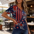thumbnail image 6 of Women’s Short Sleeve V Neck Top with Butterfly and Star Print Casual Loose Fit T Shirt for Everyday Wear Lightweight Pullover Blouse Navy M, 6 of 7