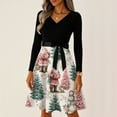 thumbnail image 7 of Christmas Dresses for Women Ladies' Christmas Printed Casual And Fashionable V-neck Long Sleeved Dress for Holiday Festive,Green,M, 7 of 7