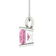 thumbnail image 3 of Clara Pucci 14K White Solid Hypoallergenic Gold 2.5Ct Pink Zircon Princess Cut Solitaire Designer Necklace Pendant For April, 3 of 7