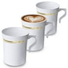 Smarty 8 oz. White with Gold Edge Rim Round Plastic Coffee Mugs 120ct