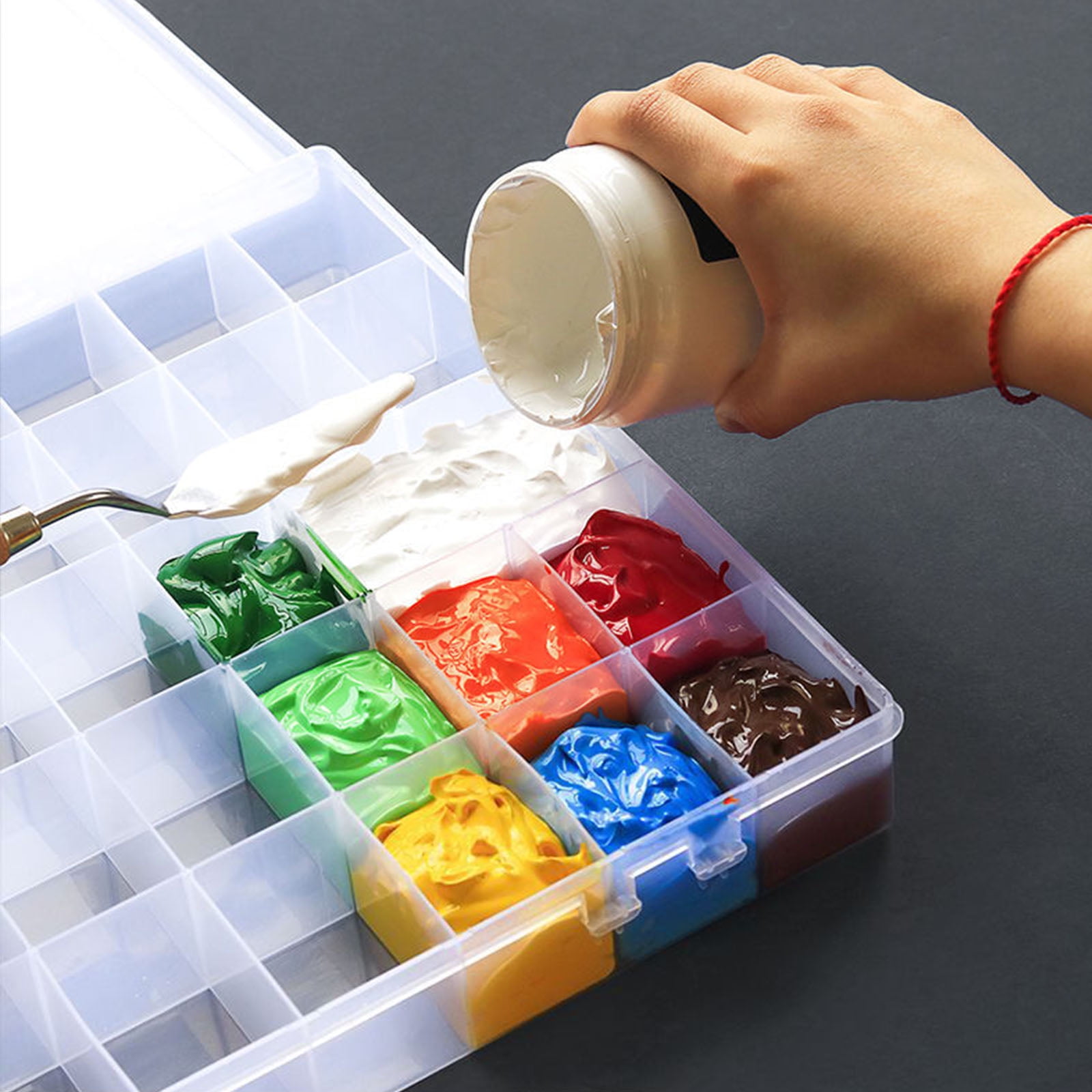 24 36 48 Grids Paint Organiser Case Jewelry Storage Box Clear Plastic Storage Case for Jewelry Beads Painting Craft