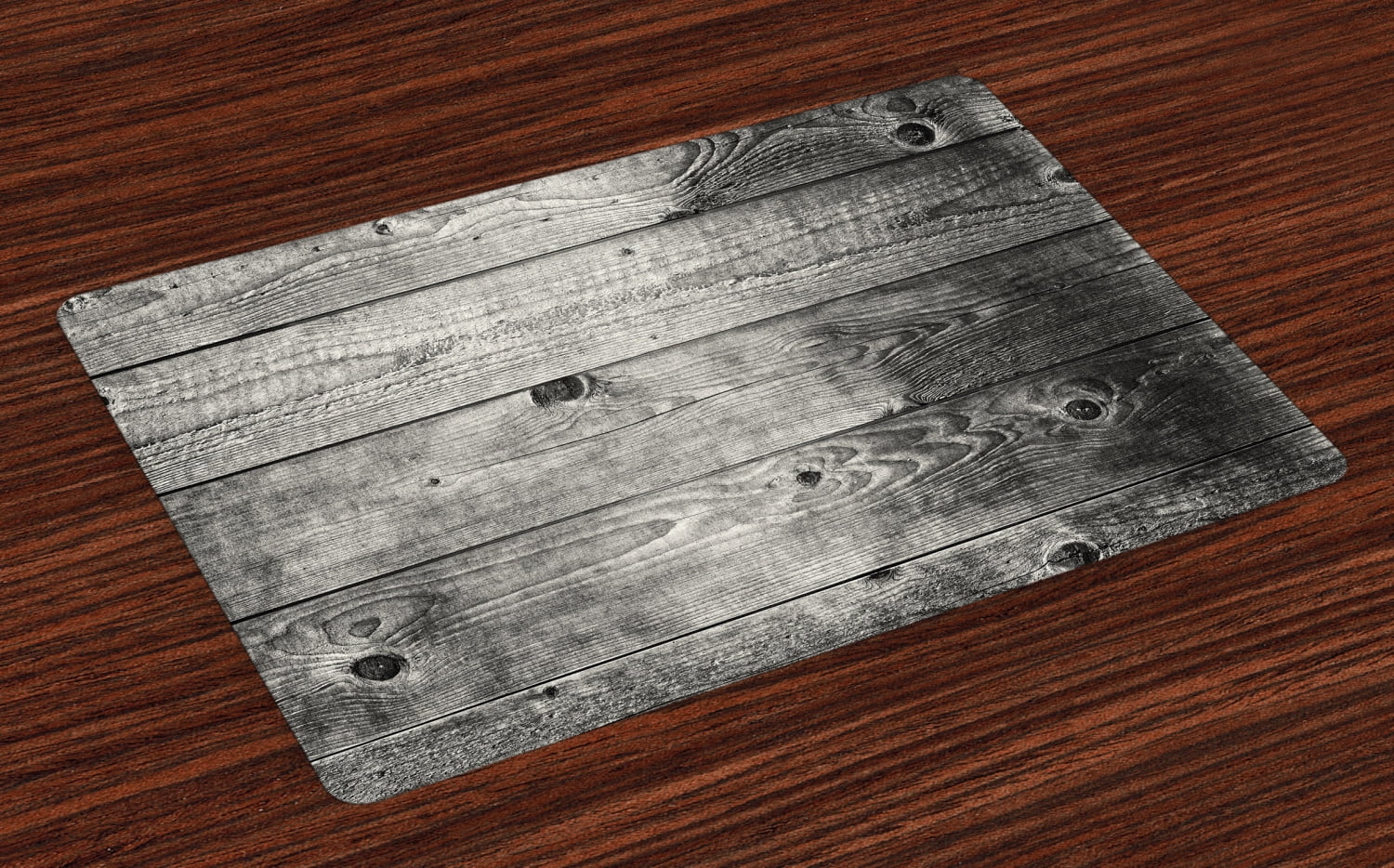 Dark Grey Placemats Set of 4 Ombre Style Grunge Wooden Planks Rustic