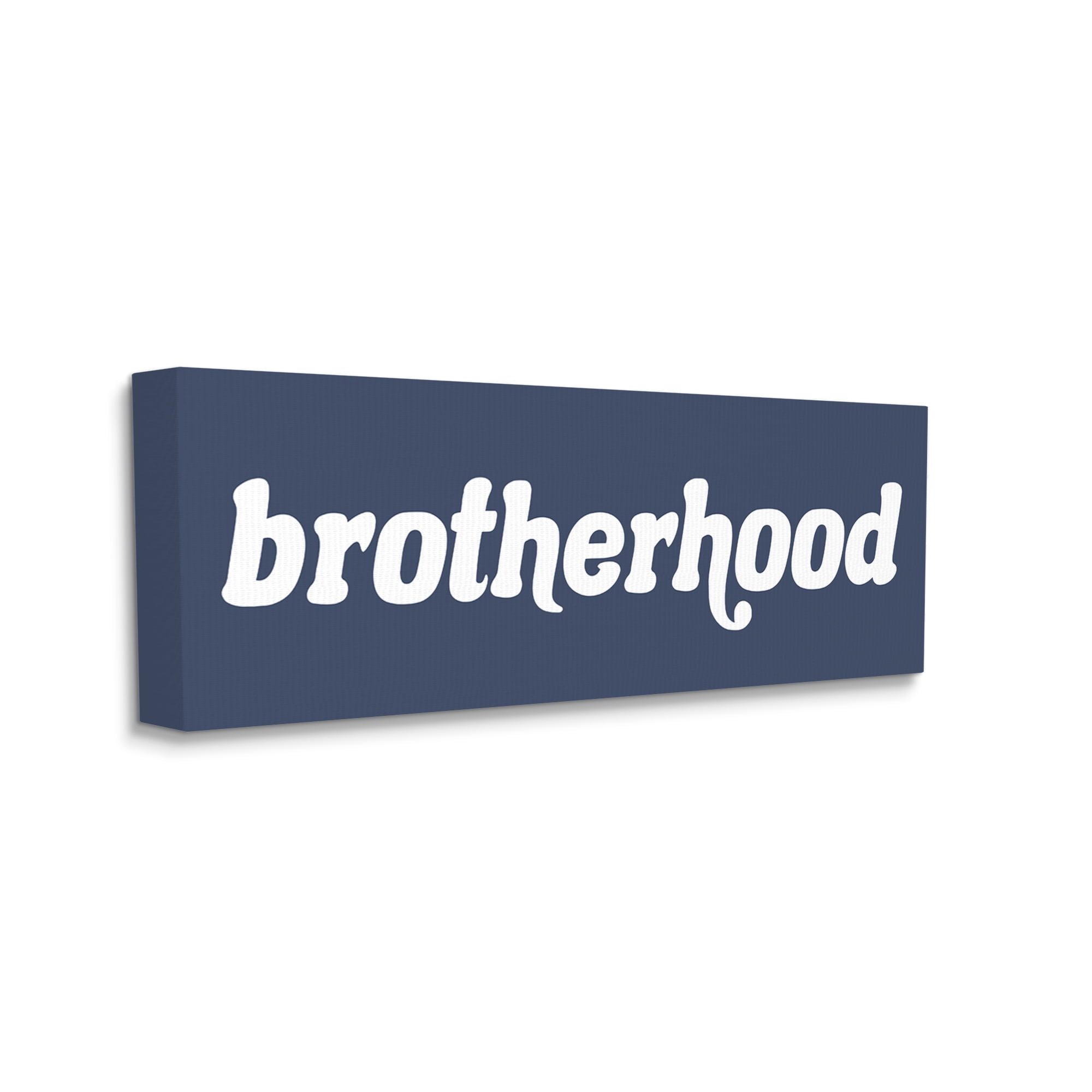 Stupell Industries Brotherhood Typography Text Blue Text Sign White Accent Canvas Wall Art, 48 x 20, Design by Daphne Polselli