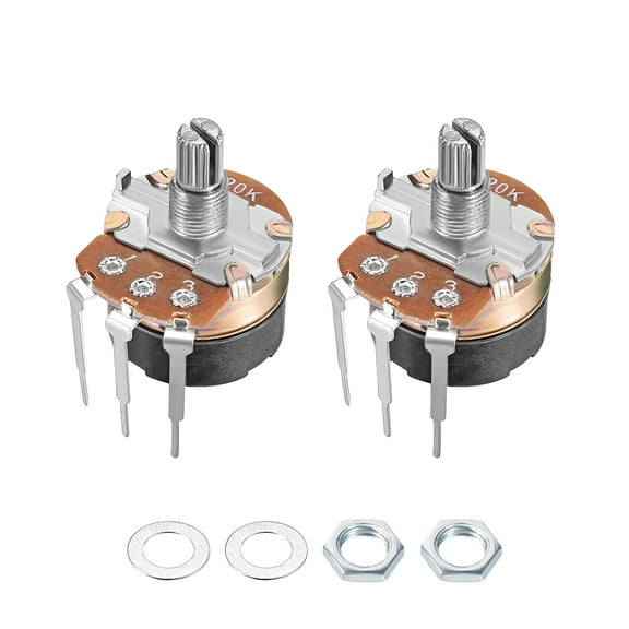 Uxcell WH138 20K Ohm Variable Resistors Single Rotary Carbon Film Potentiometer 2pack