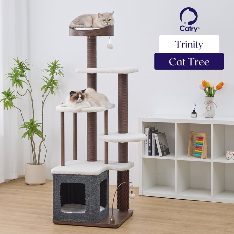Catry® Trinity 5-Level Cat Tree with Washable Beds, Recycled Paper