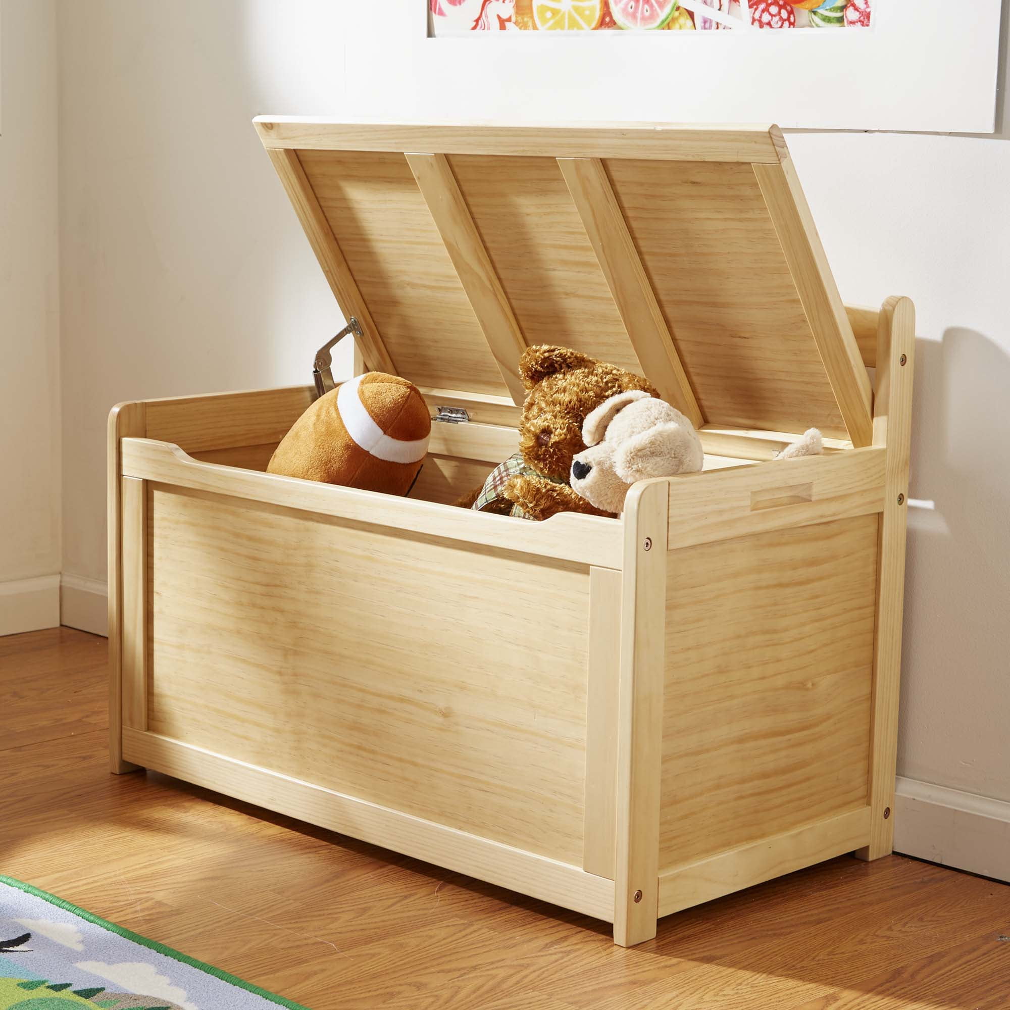 Melissa & Doug Wooden Toy Chest, Toy Storage Box (Blonde) with Hinged-Lid, Playroom Furniture for Kids Ages 3+ [Wood]