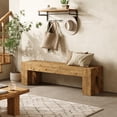 thumbnail image 3 of Tribesigns Solid Wood Bench, 63" Rustic Extra Long Heavy Duty Entryway Bench with Sturdy Frame for Dining Room, Entryway, 3 of 8
