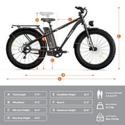 5TH WHEEL W29B 26 x 4 Fat Tire Electric Bike, 750W Motor Adult Ebike with 48V 15Ah Removable Battery, Electric Mountain Bicycle with 7 Speed, UL2849