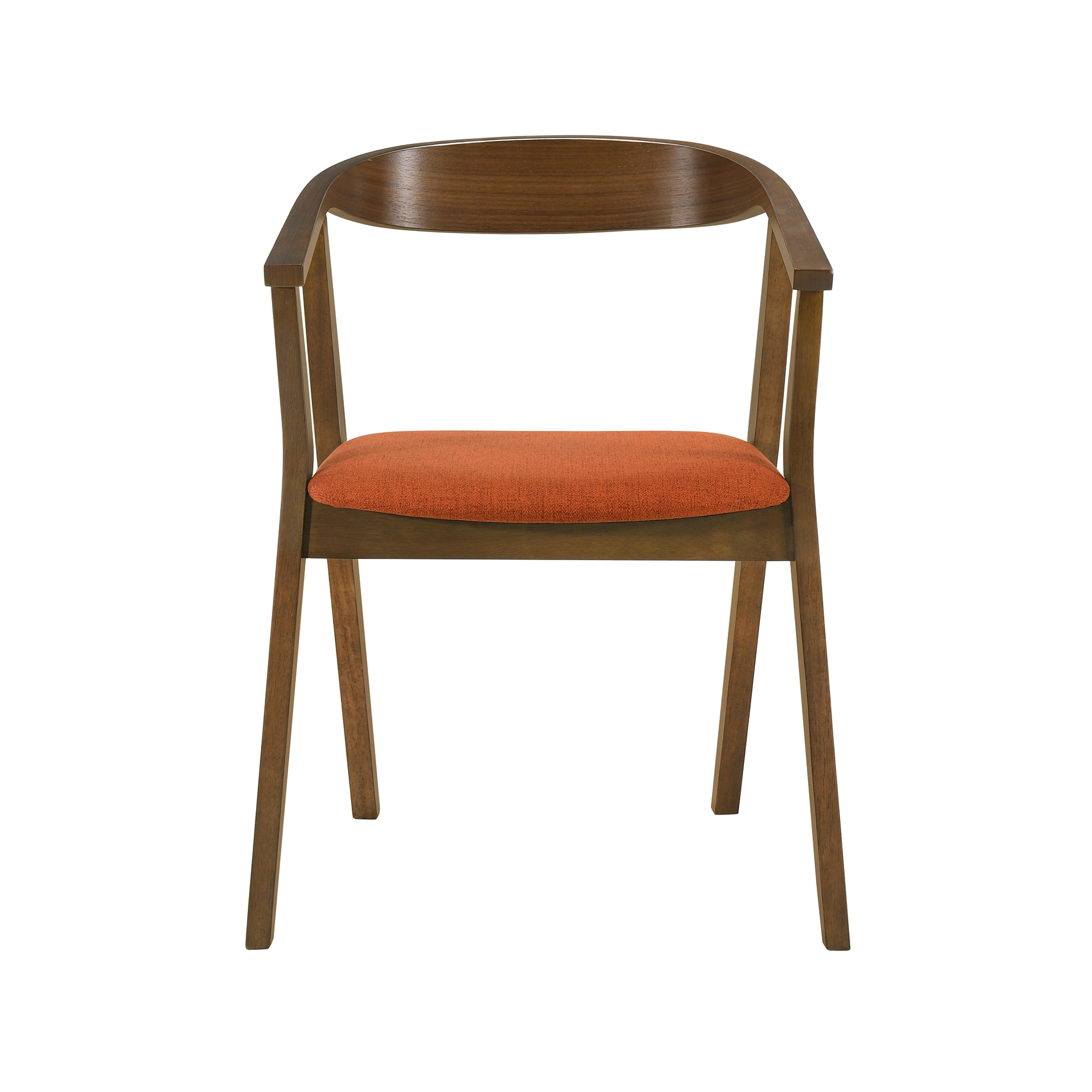 Santana Wood Dining Chair in Walnut Finish with Orange Fabric - Set of 6