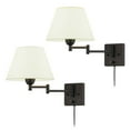 thumbnail image 5 of Swing Arm Wall Lamp Plug-in Cord Home Decorators Simplicity Wall Sconce, Ivory Fabric Shade, with On/Off Switch E26 Base 2-Light Bedroom Wall Lights Fixtures, Bedside Reading Lamp, 5 of 8