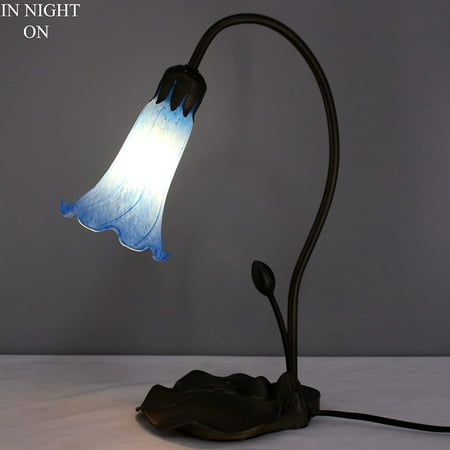 Sea Blue Lily Tulip Flower Glass, Desk Lamp Glass Shade Replacement