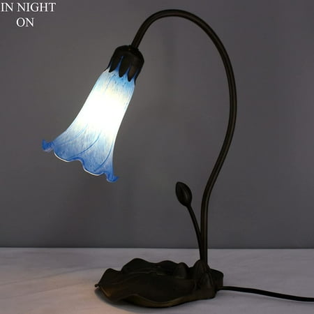 Sea Blue Lily Tulip Flower Glass Lampshade Replacement 1 Pack Style Pond Table Desk Floor Sea Blue Lily Tulip Flower Glass, 6 Glass Lamp Shades