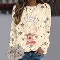 thumbnail image 1 of Chandail Sans Capuche Décontracté à Manches Longues et Col Rond pour Femmes, Imprimé de Noël Automne Hiver, 1 of 5