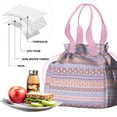 thumbnail image 4 of Boho Bohemia Pioneer Flower Drawstring Lunch Bag Women - Drawstring Lunch Bag Insulated for Work Office - Stain-Resistant Large Lunchbags for Women with Multi-Pockets, 4 of 6