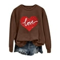 thumbnail image 2 of Baqcunre Valentine'S Day Shirts For Women Love Women's Love Printed Round Neck Long Sleeve Top(Brown S-XXL),Long Sleeve Shirts For Women Graphic Tees Holiday Tops For Women 2023 Womens Tops, 2 of 4