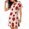 thumbnail image 2 of Bingfone Red Ladybug Nightgowns for Women Sleep Shirts Short Sleeve Nightshirt Pullover Nightdress Soft Sleepwear, 2 of 6