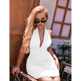 thumbnail image 4 of Women'S Halter Deep V Neck Flowy Chiffon Tie Backless Summer Mini Dress White M, 4 of 6