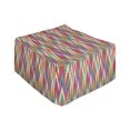 thumbnail image 1 of Ikat Rectangle Pouf, Funky Colored Geometric Zigzag Stripes in Contrasting Tones Retro Fashion Repetition, Under Desk Foot Stool for Living Room Office with Cover, 25", Multicolor, by Ambesonne, 1 of 4
