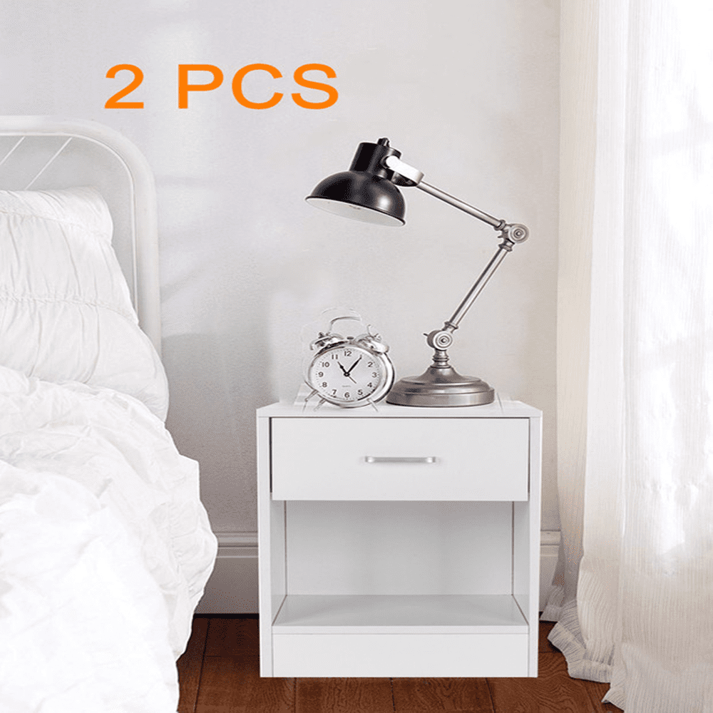 Invitere tavle Eastern Ktaxon Set of 2 Nightstand MDF End Tables with Shelf Drawer,Bedroom  Furniture (2X White) 15.8"L x 11.8"W x 19.7"H - Walmart.com