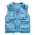 thumbnail image 2 of WIZUTIZ Men's Lightweight Multi-Pocket Vest - Solid Color Breathable Waistcoat for Fishing, Hiking Casual Wear, 2 of 5