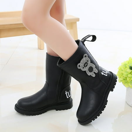 

Girls Boots Big Kids Plus Velvet Princess High Boots Little Girls Baby Snow Boots Fragarn