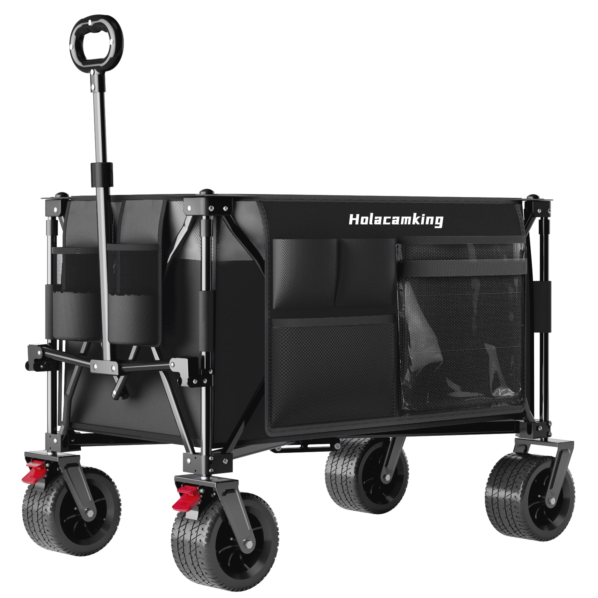 Foldable Utility Wagon with Canopy Awning 520 lbs Capacity All-Terrain Wheels Beach Camping Cart