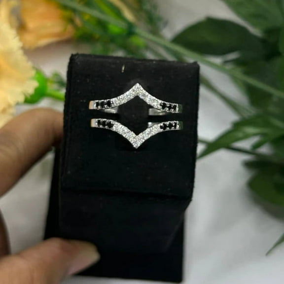 0.35Ct. Black Ombre Stackable Bands in 925 Sterling Silver- Wedding Ring Enhancer