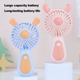 thumbnail image 6 of Frogued 1 Set Handheld Fan 2 Gear Speeds USB Simulated Natural Wind Large Capacity Battery Standable Cartoon Small Fan Office Accessory (Green,Rabbit), 6 of 12