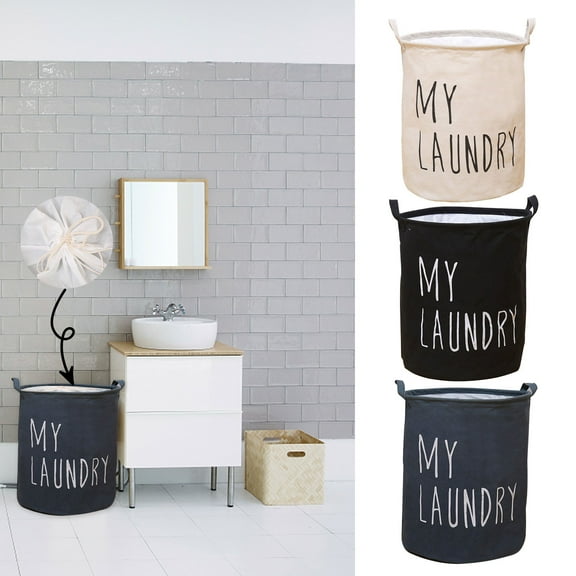 Xuniizn Laundry Basket, Collapsible Laundry Hamper & Large Storage Bin - Foldable Laundry Baskets with Handles, Space-Saving Laundry Hamper for Home, Dorm, Office, 60%Cotton, 40%Linen, Black