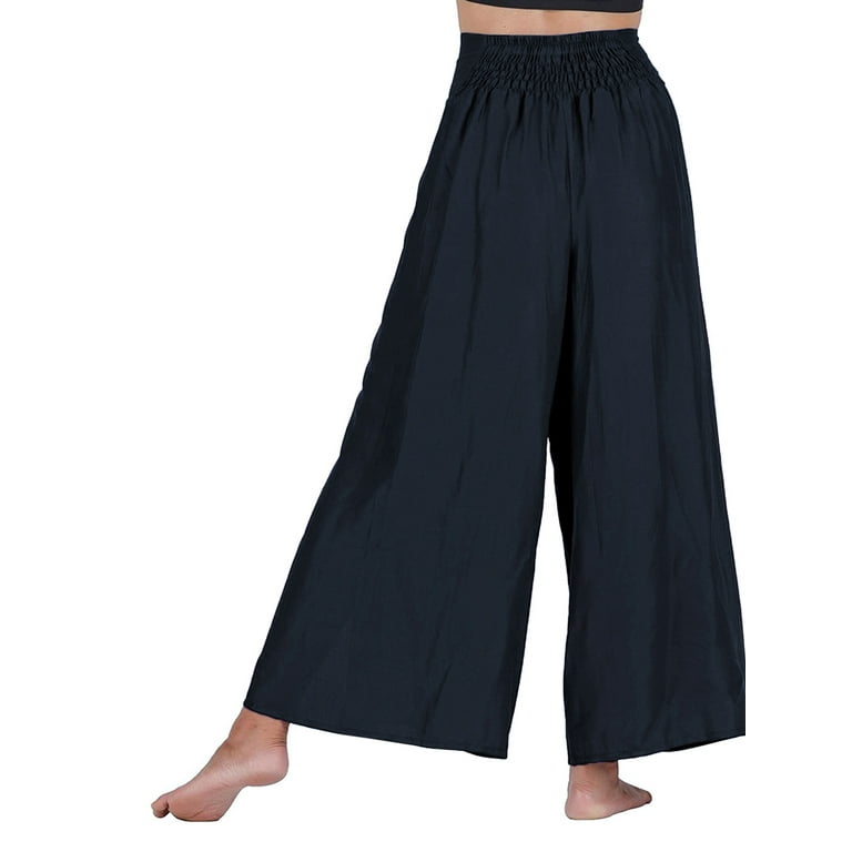 zxb-shop Yoga Pants Womens Wide Leg Trousers Palazzo Yoga Pants，Slit Wide  Leg Pants Casual Beach Hippie Bohemian Pilate Vintage Casual Pants Casual