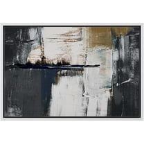 wall26 Framed Canvas Print Wall Art Pastel Multicolor Industrial Paint Strokes Abstract Shapes Illustrations Modern Art Decorative Contemporary for Living Room, Bedroom, Office - 24x36 White