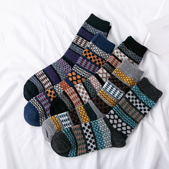 5 Pairs Womens Wool Socks Vintage Soft Cabin Warm Socks Thick Knit Cozy Winter Socks for Women Gifts