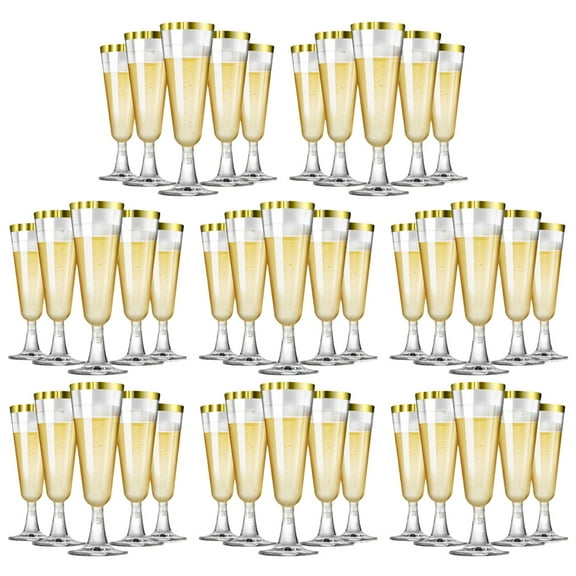 Plastic Champagne Flutes Plastic Mimosa Glasses 40 Pack ,Disposable Champagne Glasses Clear Acrylic Wedding Toasting Glasses for Party Cocktail Cups Bulk Supplies - Gold edge