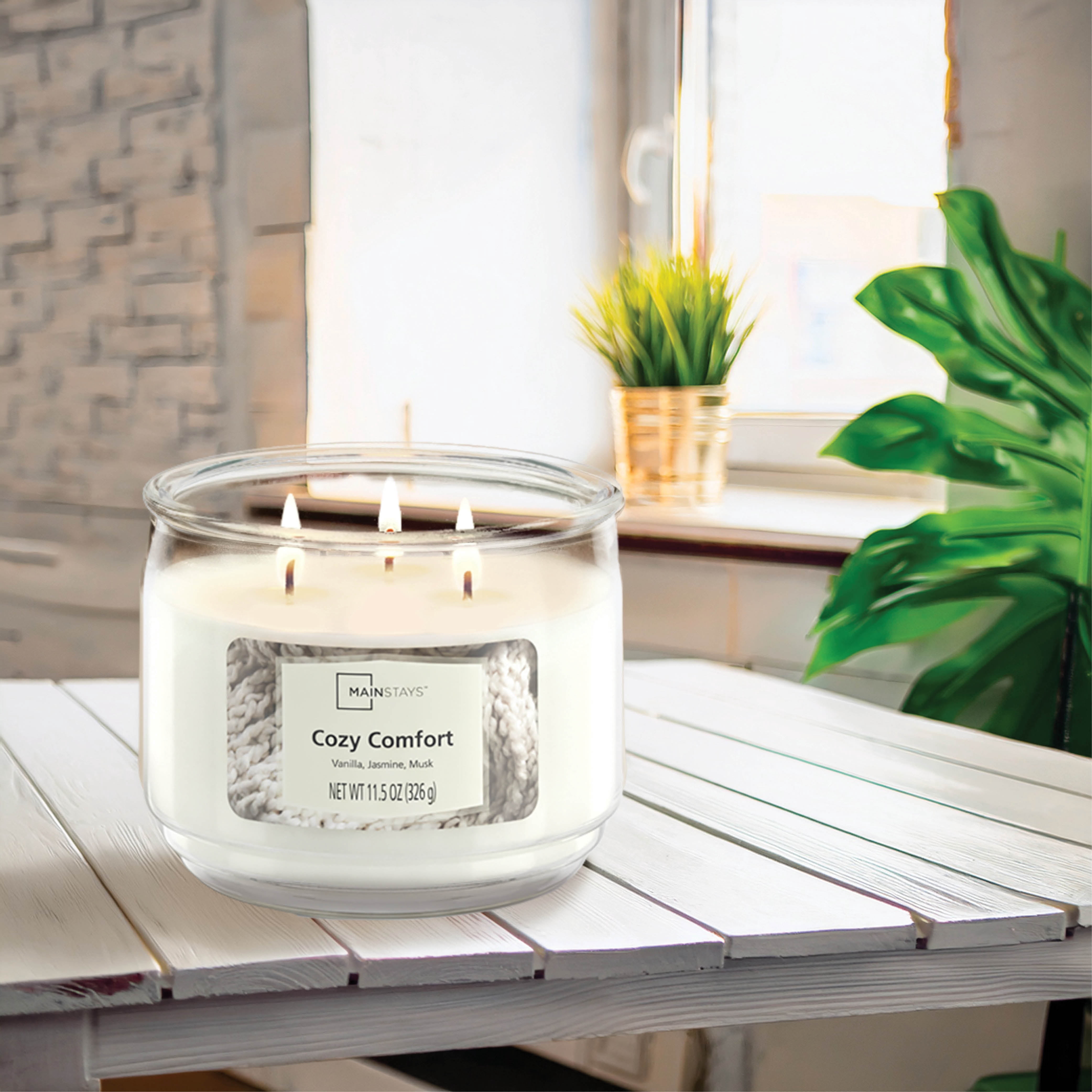 Mainstays 3-Wick Scented Glass Jar Candle, Cozy Comfort, 11.5oz.