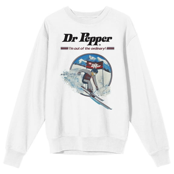 Dr Pepper I'm Out Of The Ordinary Crew Neck Long Sleeve Men's White Sweatshirt -Medium