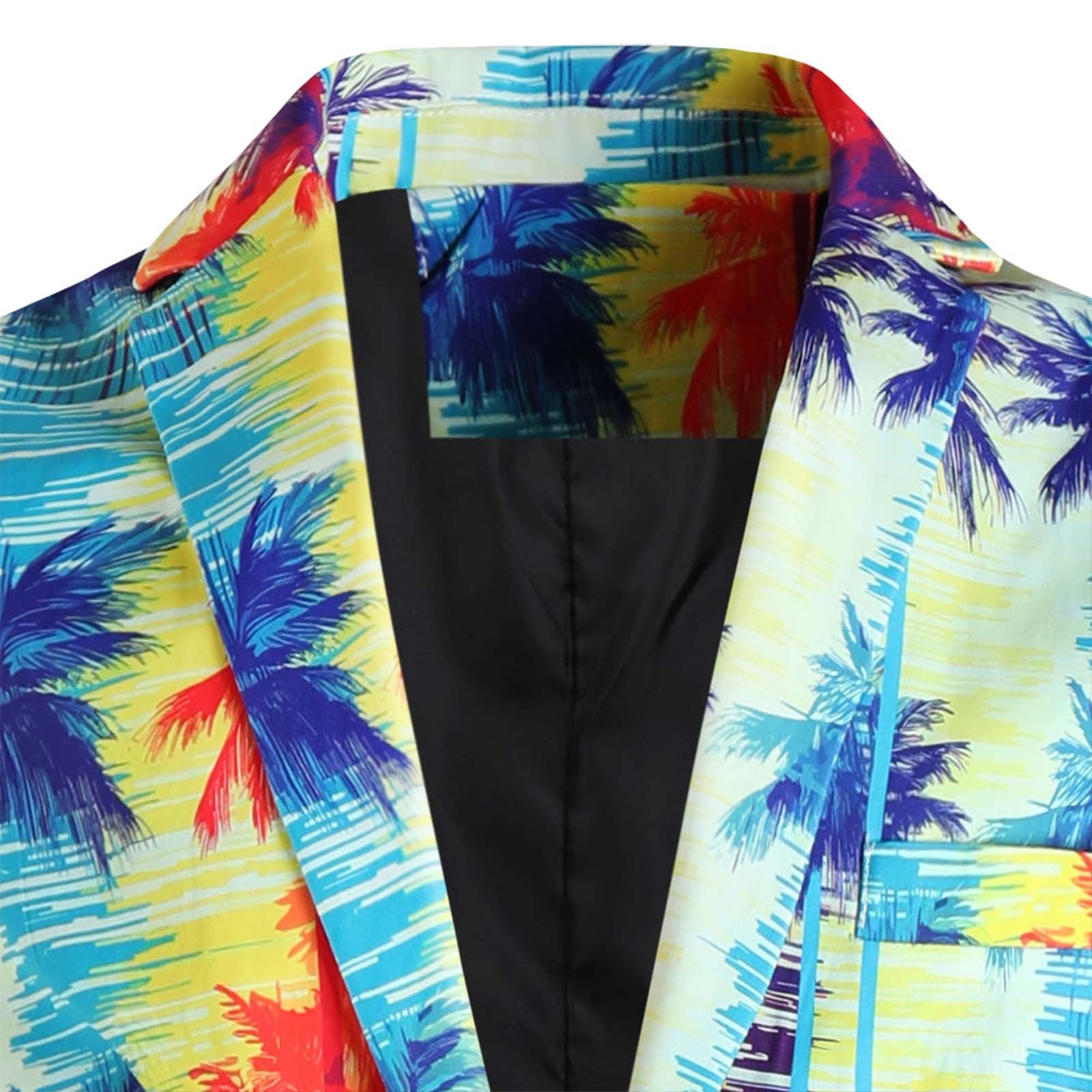 QATAINLAV Mens Blazer Fashion Palm Trees Print Suit Coat